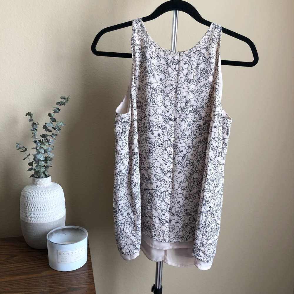 Floral Sleeveless Flutter Top